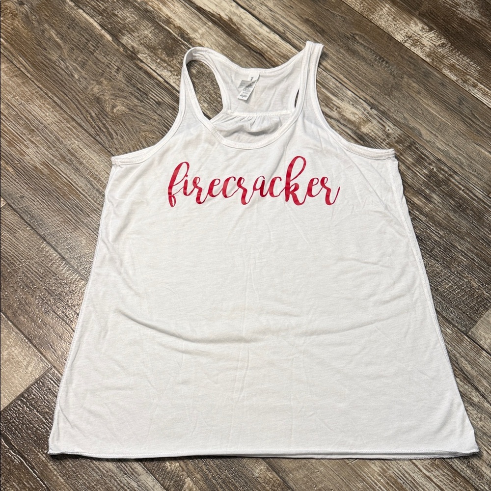 White Firecracker Tank Top Large